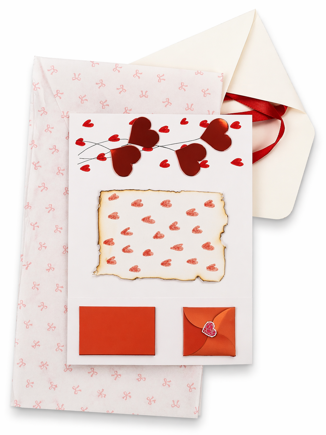 Handmade Heart Card with Ribbon 🎀 | Romantic Gift Card | Anniversary / Valentine Card | Keepsake Greeting Card