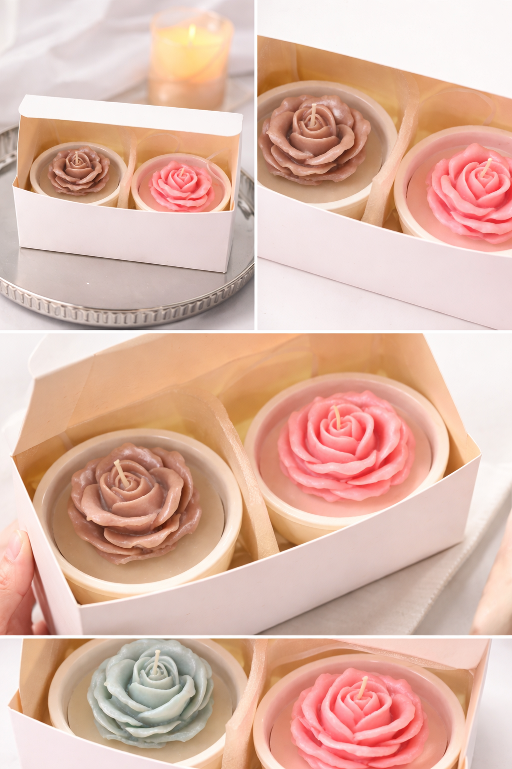Rose Blossom Candle (Set of 2) – Handmade Floral Candle