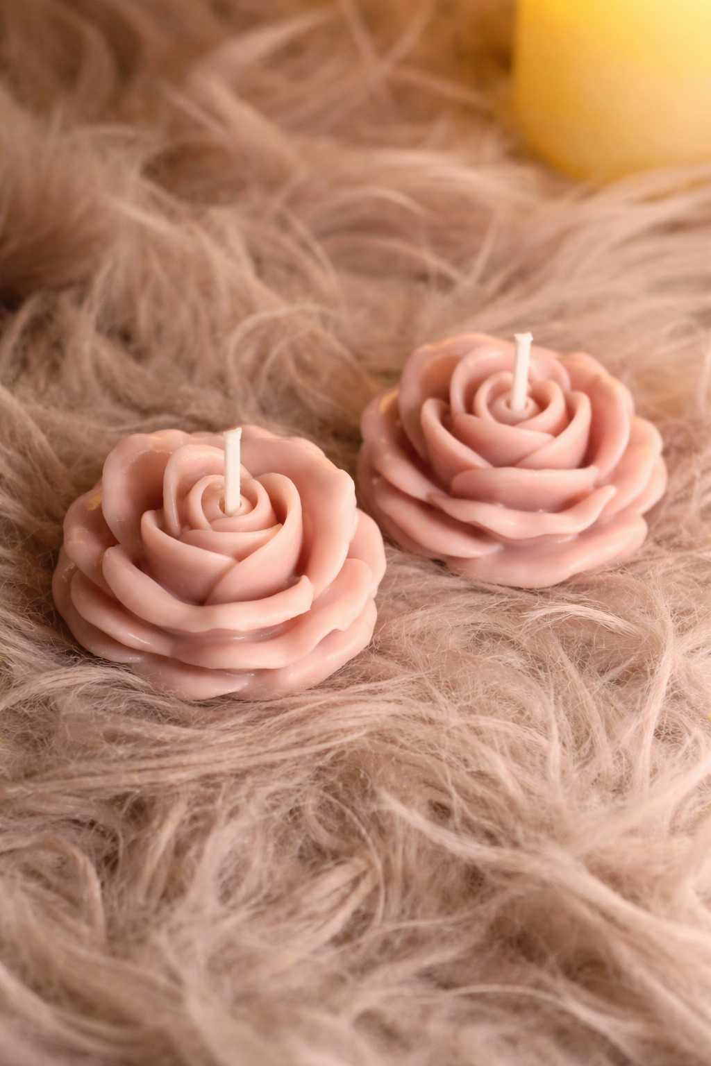 Rose Candle Set (Set of 2) – Handcrafted Floral Wax Candles