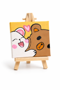 Cute Bear Love Mini Canvas – Hand-Painted Romantic Artwork