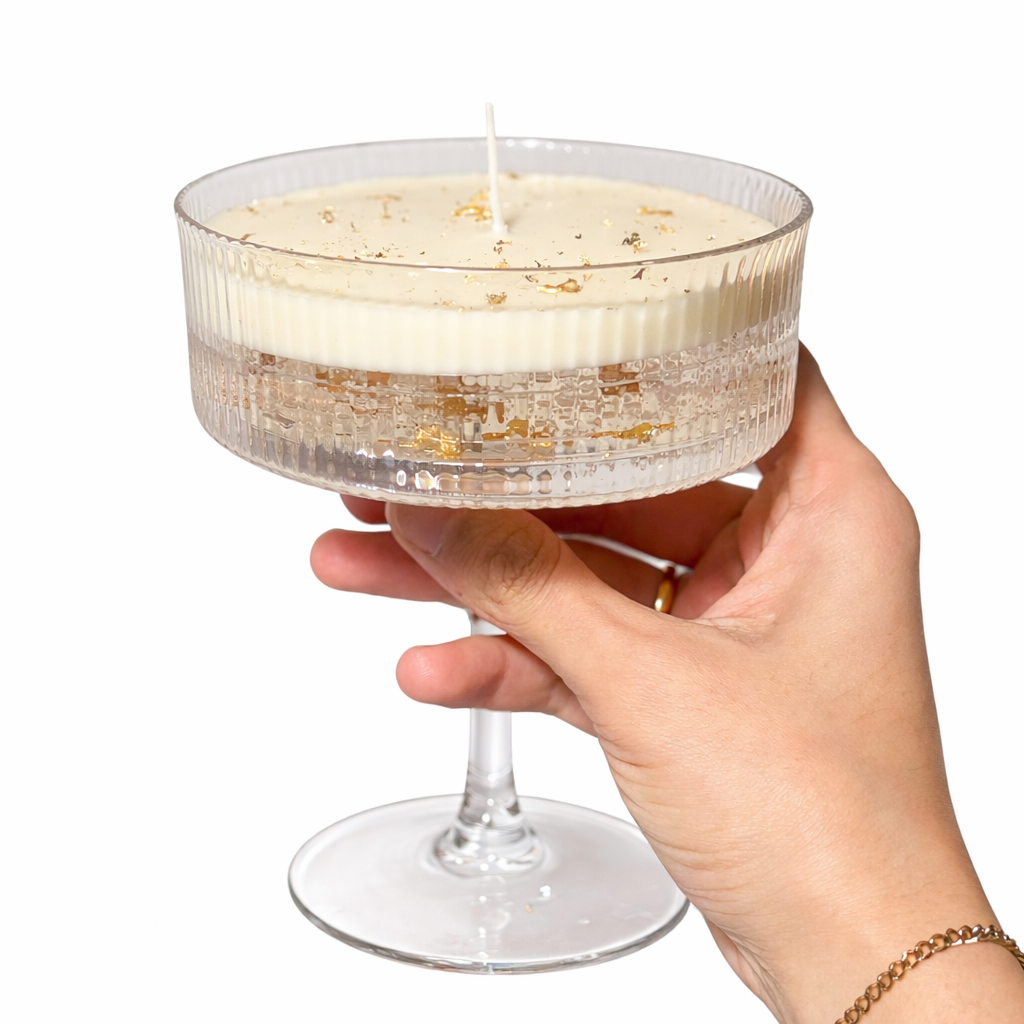 Champagne Glow Candle – Luxury Coupe Glass Soy Candle