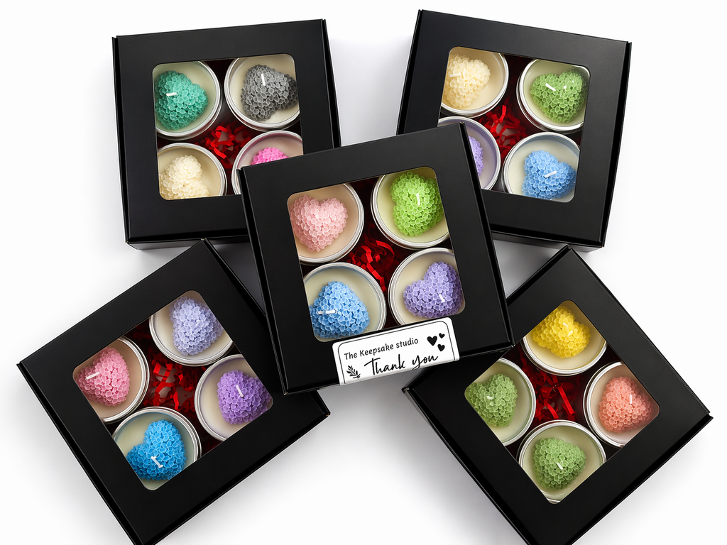 Handmade Heart Candle Set (4 Pack) | Luxury Gift Box | The Keepsake Studio