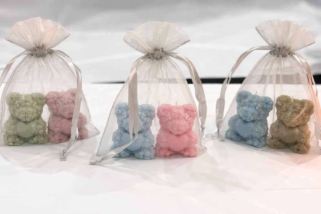 Rose Teddy Bear Candle (Set of 2) – Romantic Handmade Gift