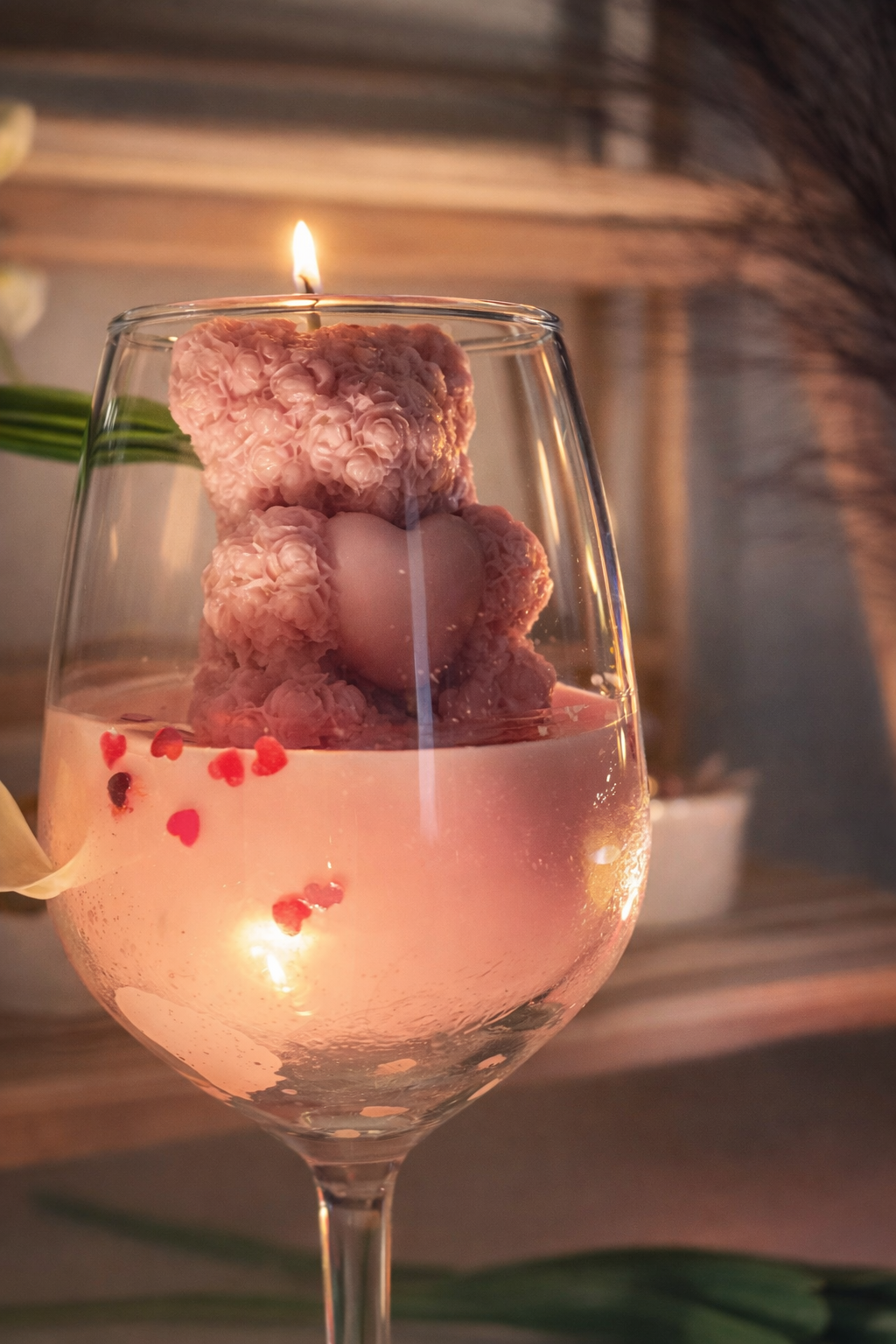 Romantic Teddy Candle in Glass – Handmade Love Gift