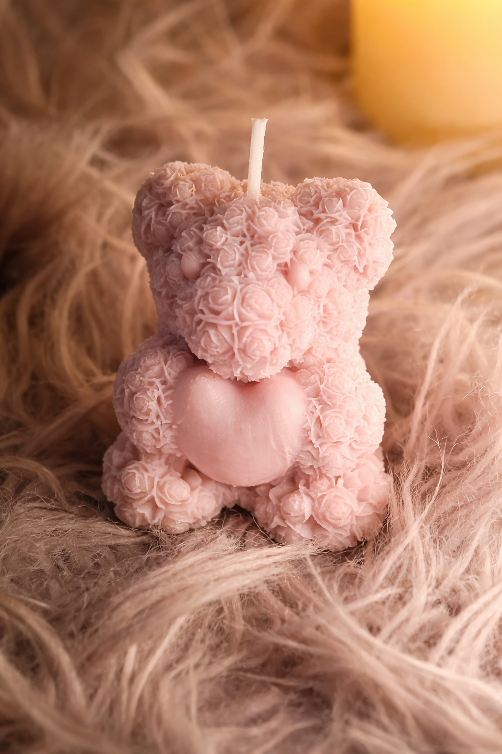 Rose Teddy Bear Candle (Set of 2) – Romantic Handmade Gift