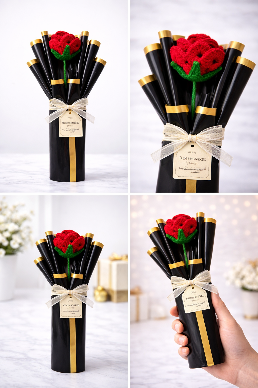 Handmade Crochet Rose Bouquet – Luxury Keepsake Gift