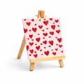 Hand-painted hearts on mini easel