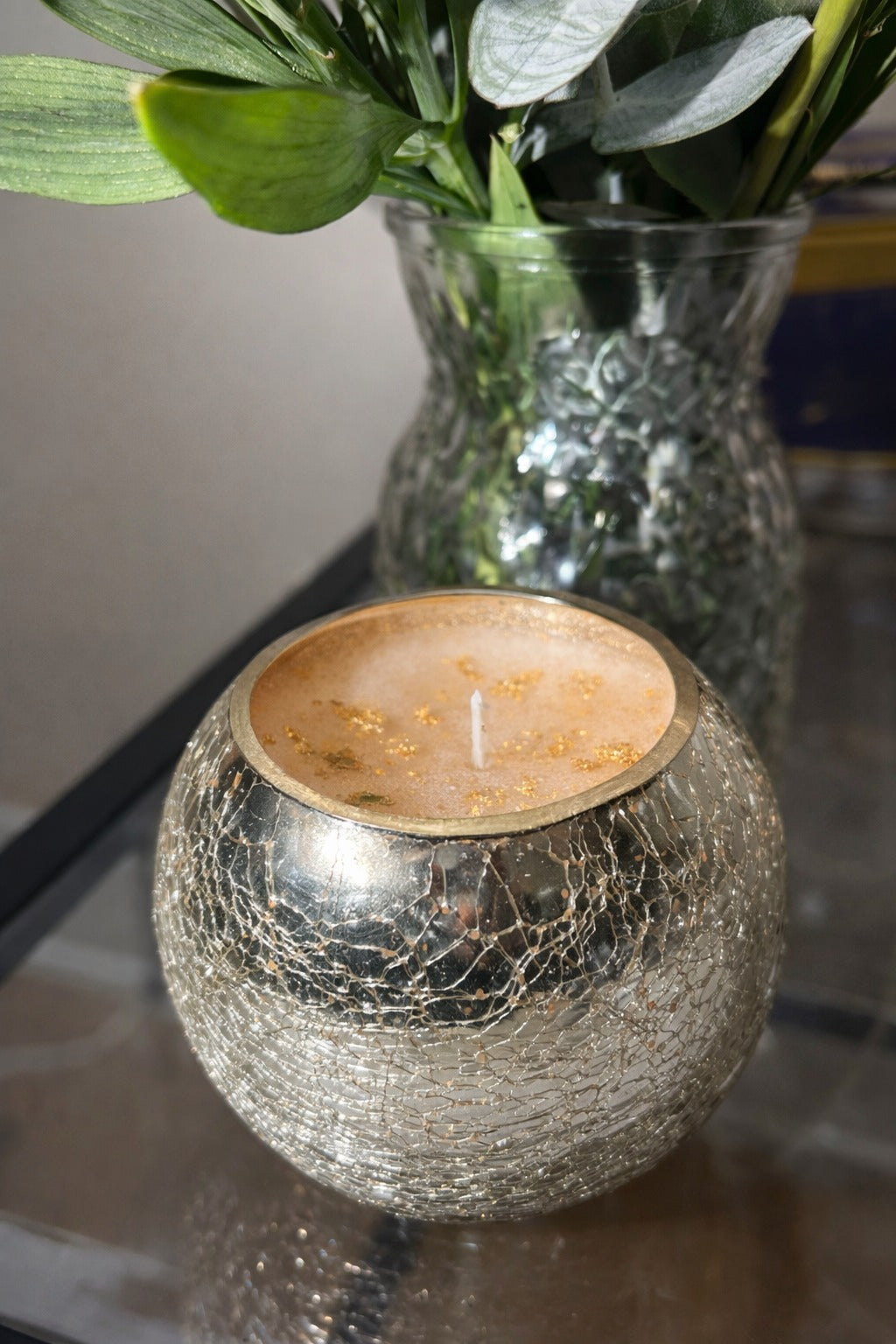 Luxury Gold Flake Glass Candle