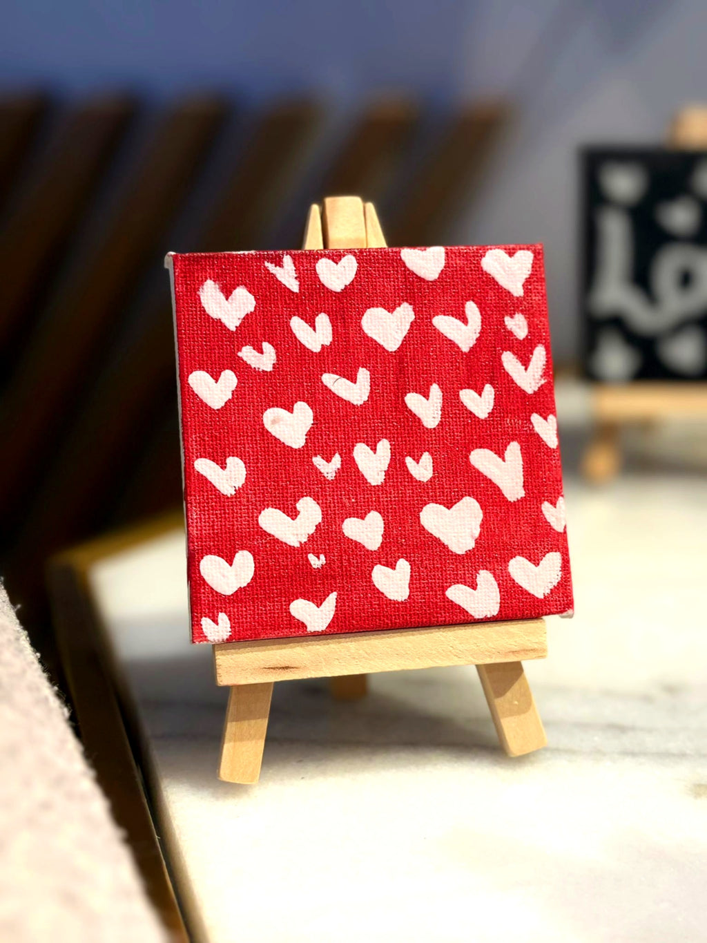 Mini Love Canvas – 3×3 Handmade Heart Painting